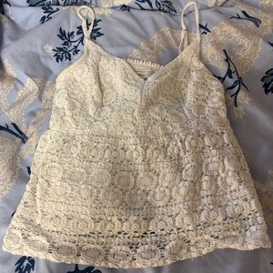 Abercrombie & Fitch white lace babydoll tank top with adjustable straps